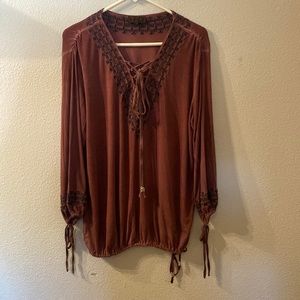 POL deep Vneck tie long sleeve size small